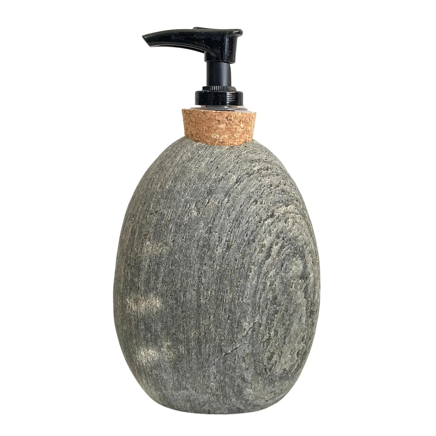 Soap and Lotion Dispenser - Handcrafted Natural Beach Stone, Rustic Home Decor