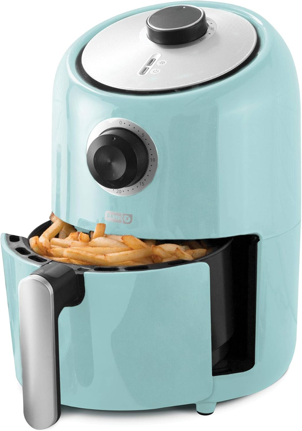 Compact Aqua Electric Hot Air Fryer with Timer Control