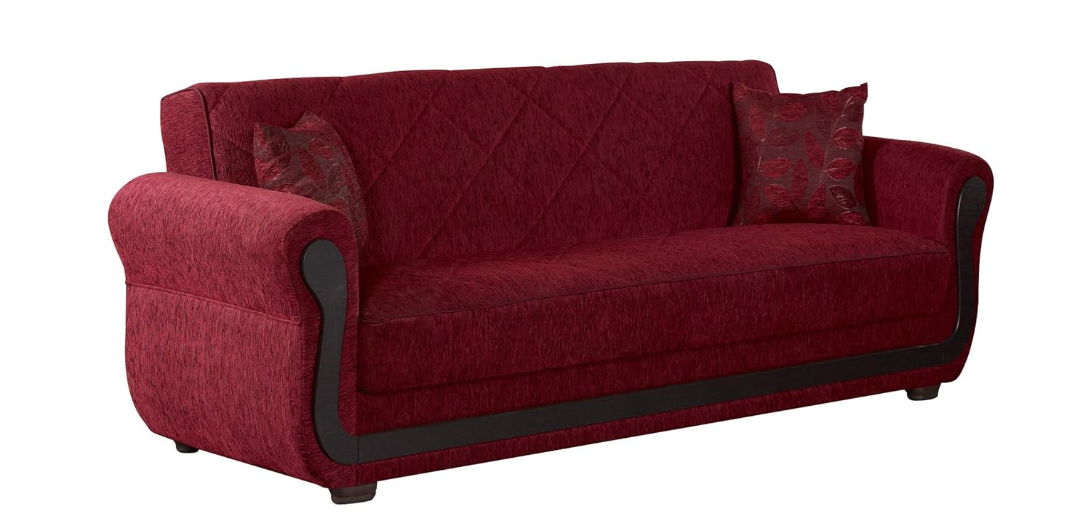 Tufted Twin Brown Fabric Sleeper Sofa with Storage and Rolled Arms