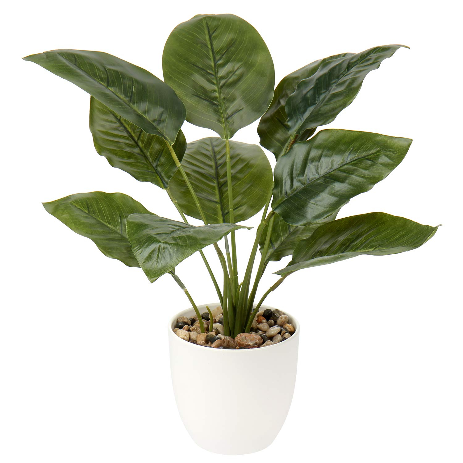 18"Fake Potted Plant Artificial Canna Plants Floor Tropical Plants with White Pot Indoor Home Decor