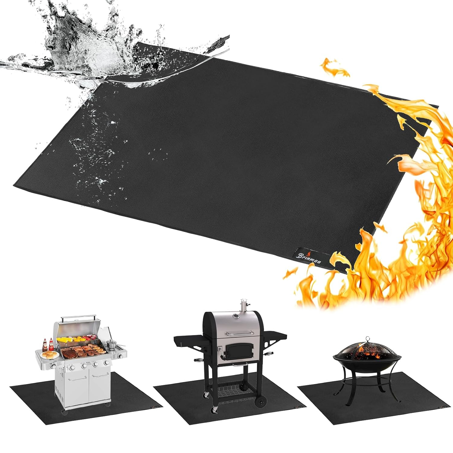 Under Grill Mats for Outdoor Grill - 48x40 Inch BBQ Mat for Under Barbecue - Double-Sided Fireproof Patio & Deck Protector Mat - Fire Pit Mat -Oil-Proof Grill Floor Pads - Stove Mat Patio Accessories