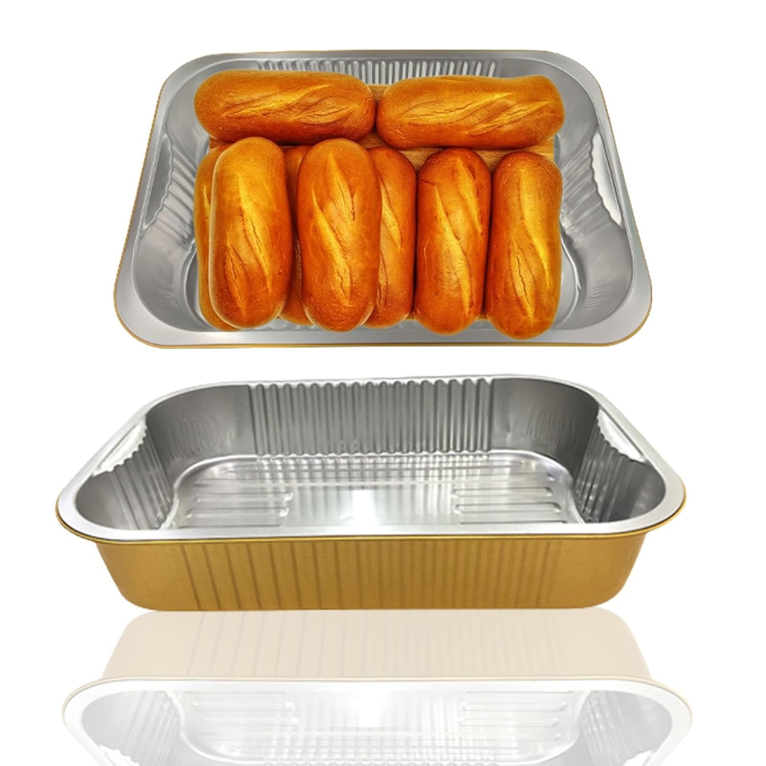 13 "x9" Aluminum foil Lasagna Pans, grill tray, sturdy disposable aluminum pan, 10 sets- for cooking，baking and heating, food storage, distribution, barbecue,Gold