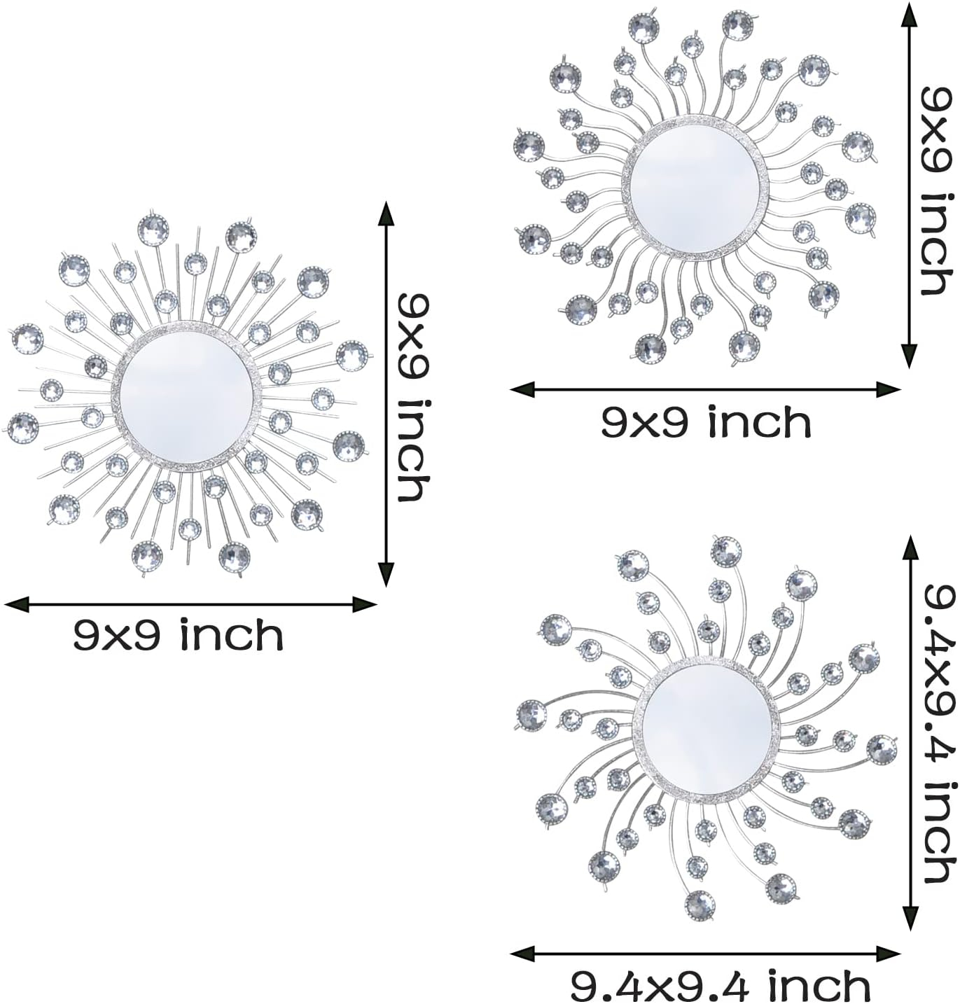 Mirror Wall Decor Metal Sun Mirror Home Decoration Wall Art Decorative Mirror Suitable for Living Room Bedroom Bathroom Entryway