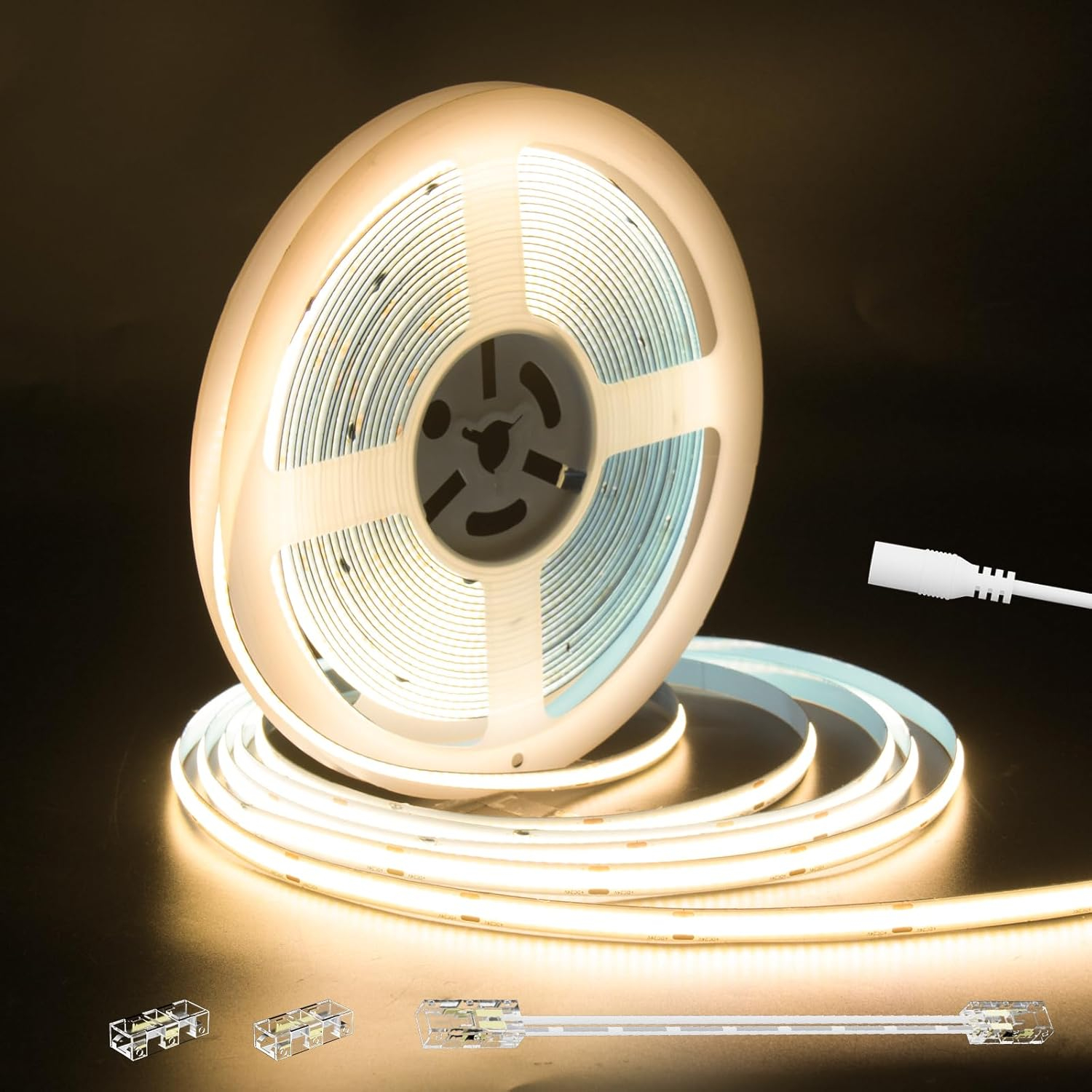 MIWISE COB LED Strip 20ft/6.1m,CRI 90+ Warm White 3000K High Lumen Super Bright Flexible DC24V LED Tape Light,for Cabinet Home Office DIY Lighting Projects(Adapter & Controller NOT Included)