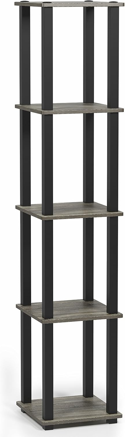 Furinno 11.6 W x 11.6 D x 57.7 H 5-Shelf Decorative Shelves, Gray and White