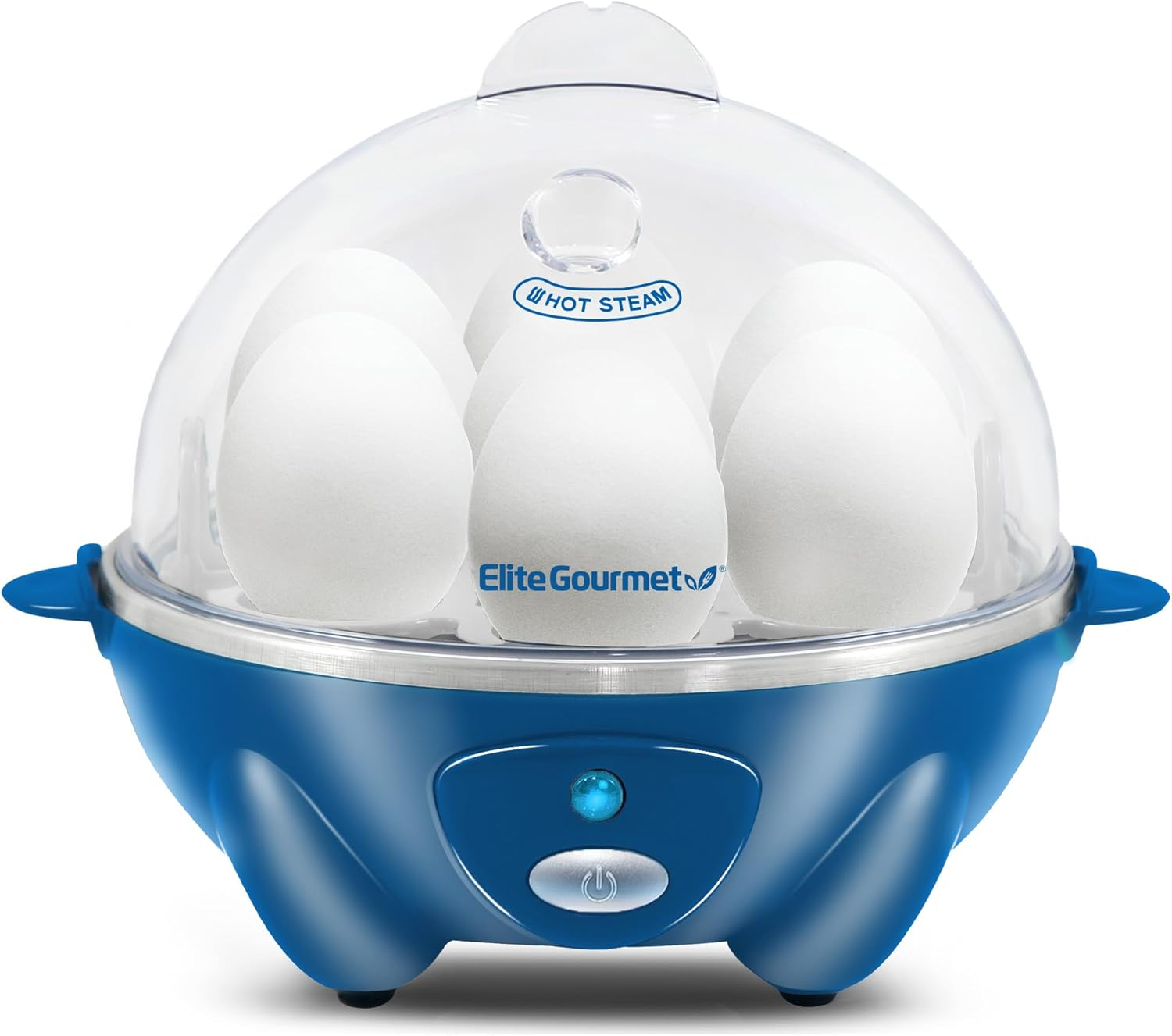 Elite Gourmet EGC700BL# Rapid Egg Cooker, 7 Easy-To-Peel, Hard, Medium, Soft Boiled Eggs, Poacher, Omelet Maker, Auto Shut-Off, Alarm, 16-Recipe Booklet, BPA-Free, Ocean