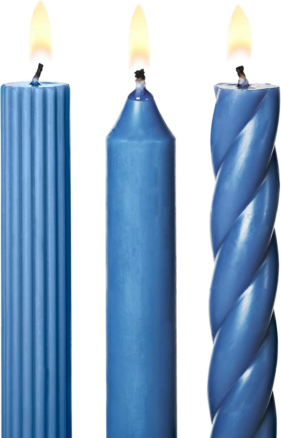 Assorted Blue Soy Taper Candles Set of Three