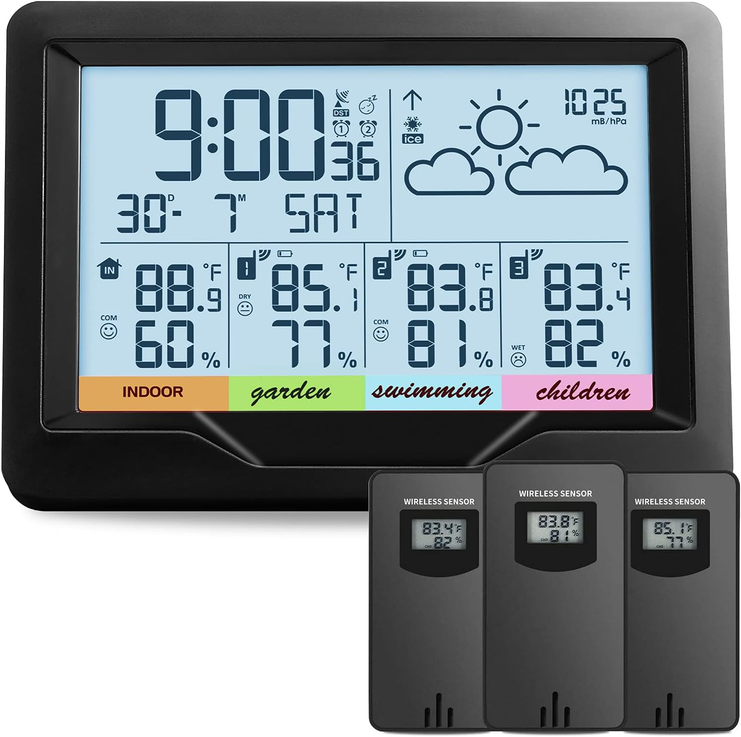 Weather Station Indoor Outdoor Thermometer Wireless Remote Sensor, Home Weather Station Temperature Humidity Monitor