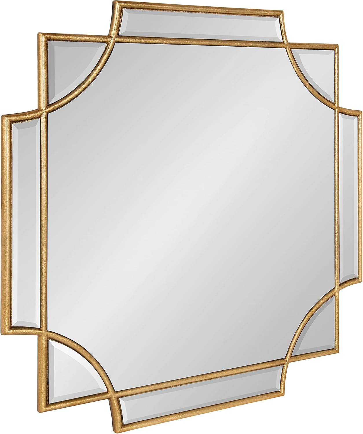 Kate and Laurel Minuette Glam Square Wall Mirror, 24" x 24", Gold, Elegant Traditional Home Decor With A Boho Charm