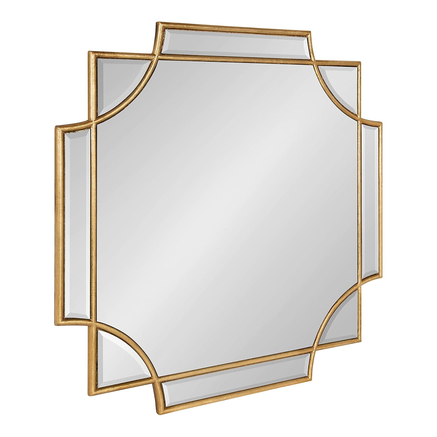 Kate and Laurel Minuette Glam Square Wall Mirror, 24" x 24", Gold, Elegant Traditional Home Decor With A Boho Charm