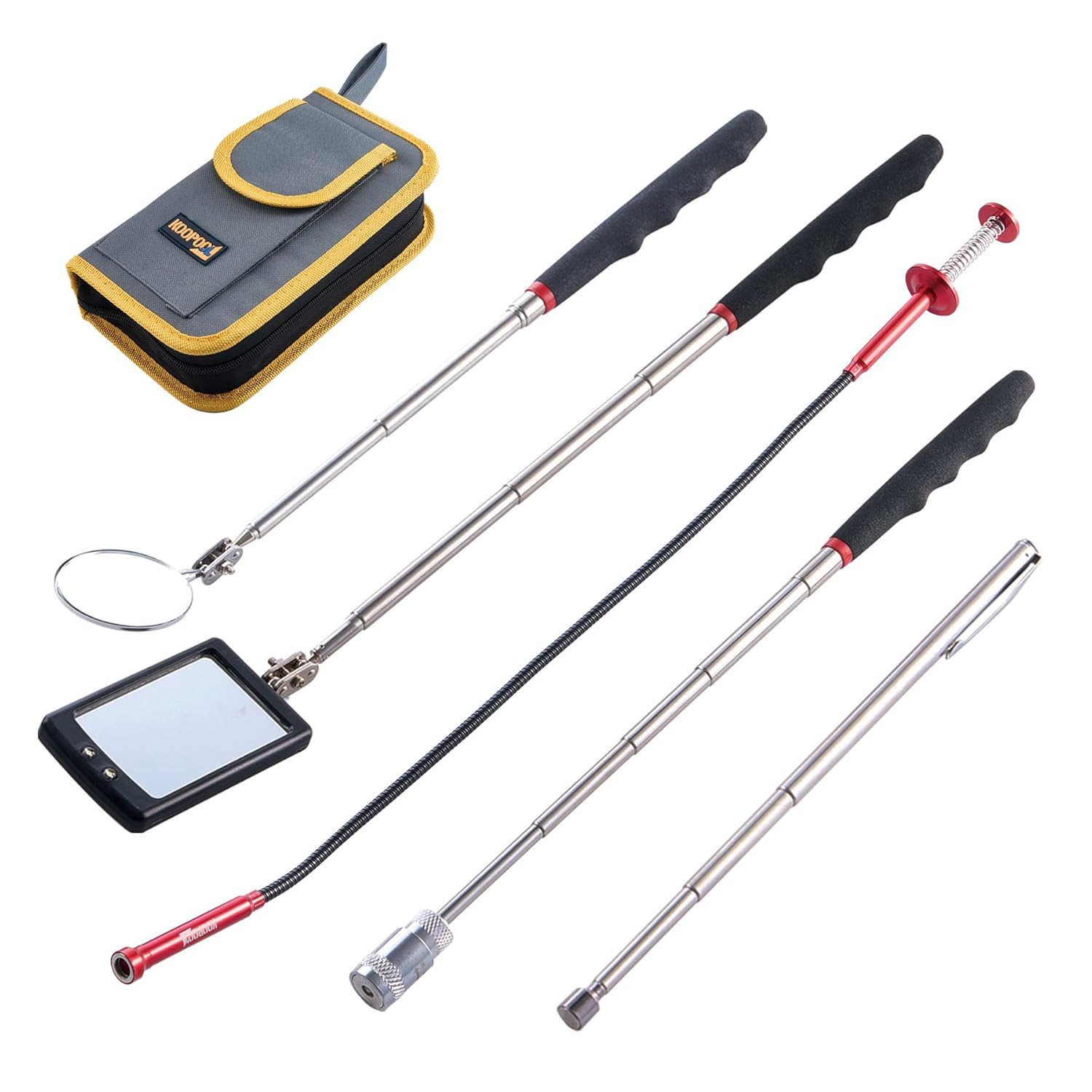 Telescoping Magnetic Pickup Tool with Strong Pull Force: Non-Slip Extendable Magnet Pickup Tool: Telescopic Magnetic Pick-Up Tool with Extra Strong Magnet: Extendable Magnet Stick (Yellow)