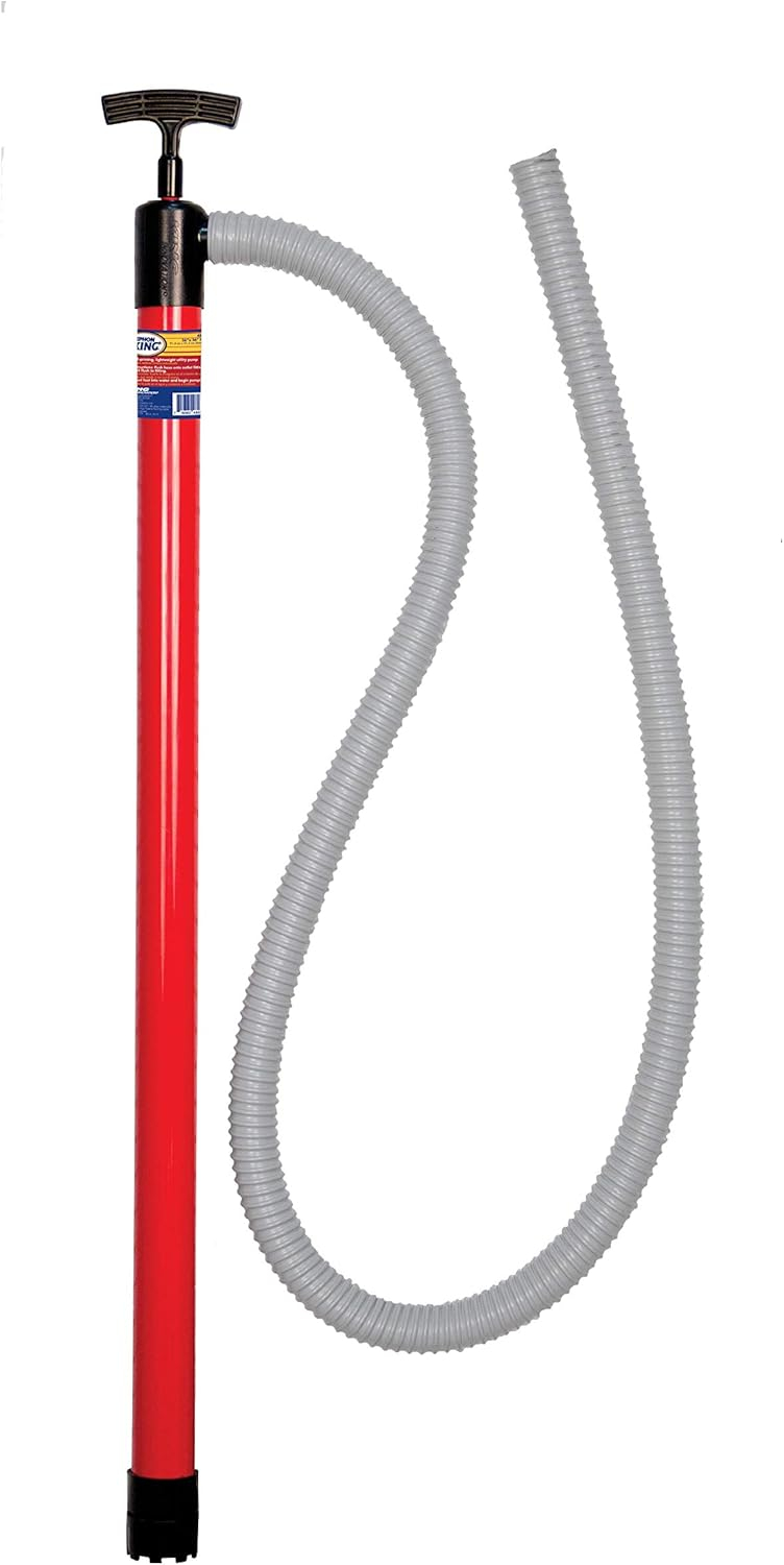 Red 36" x 72" Plastic Hand Pump Siphon with Flexible Hose