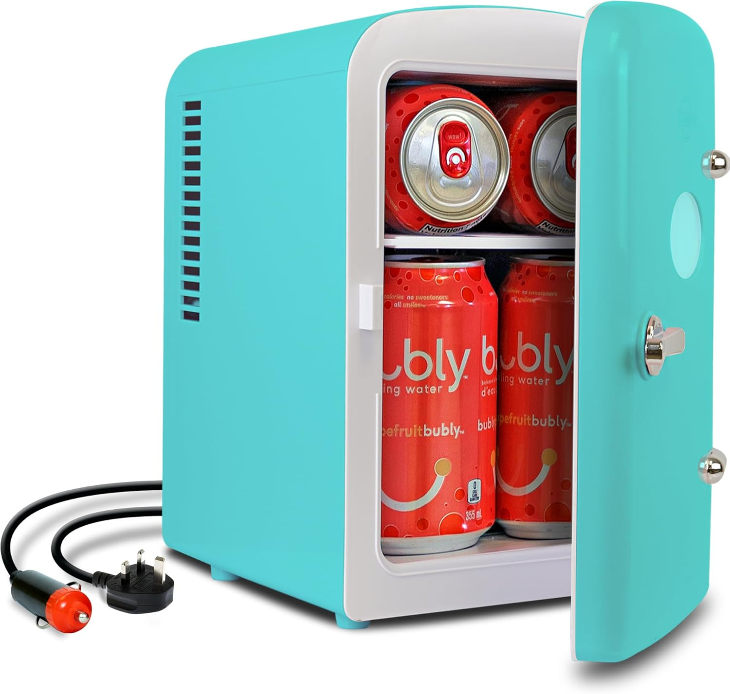 Koolatron Retro Portable Cooler 6 Can, 4 L, AC/DC Mini Fridge Cooler,  Aqua