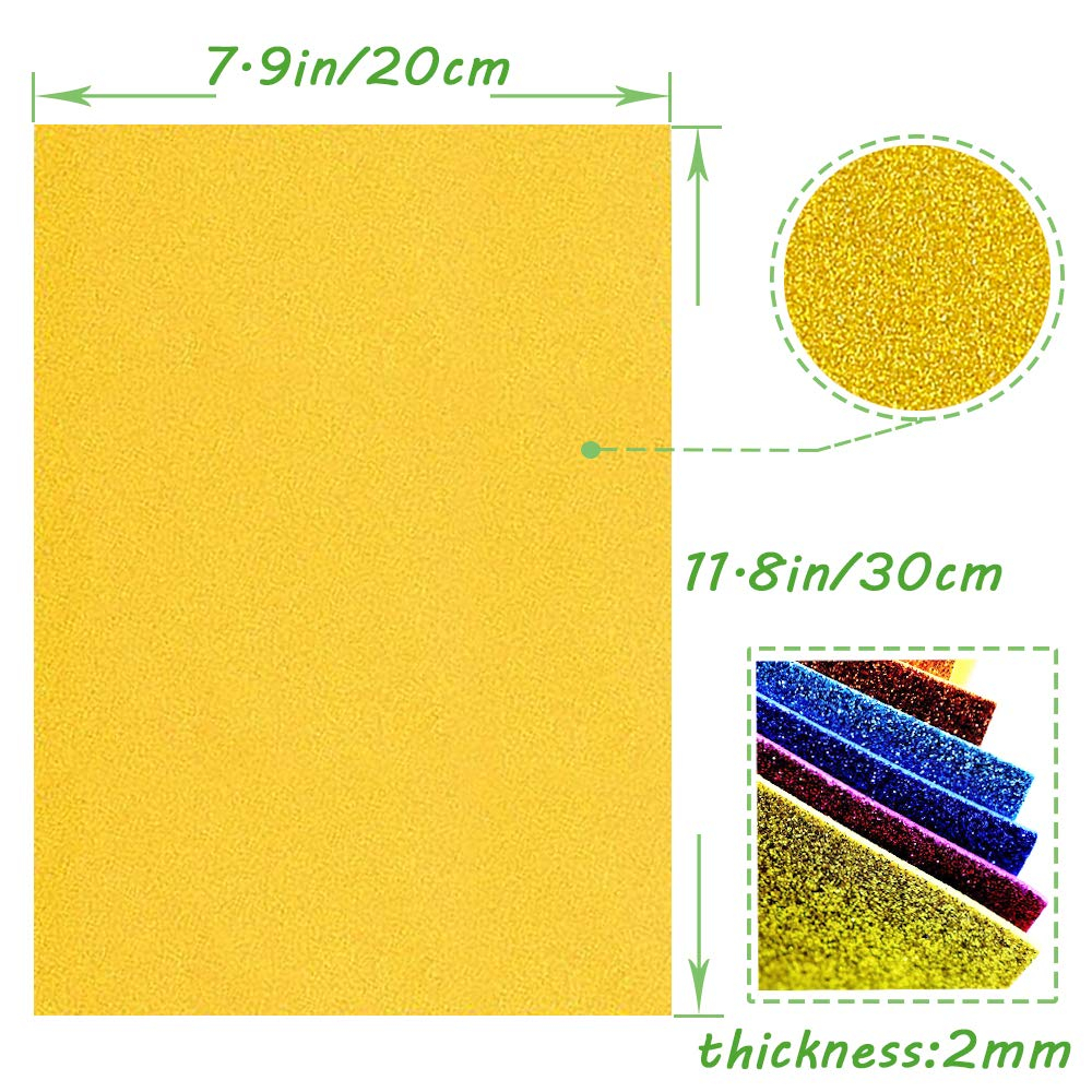 30PCS Glitter EVA Foam Sheets 8x12 Inch,2mm Thick Craft Foam Sheet for Children's Craft Activities DIY Cutters,Arts