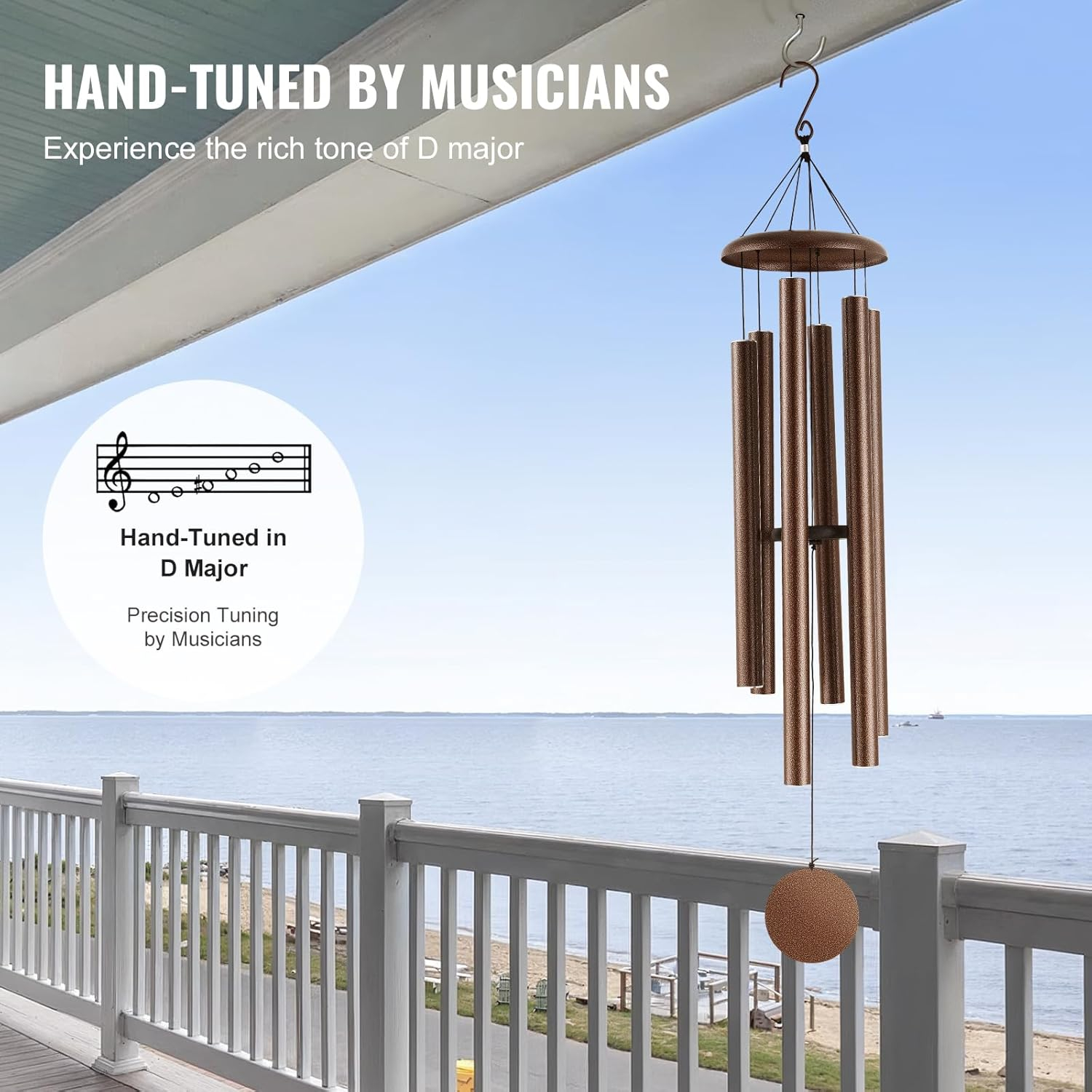 Wind Chimes for Outside, 50 in. Deep Tone Wind Chimes, Unique Large Memorial Wind Chimes for Anniversary, Hand-Tuned