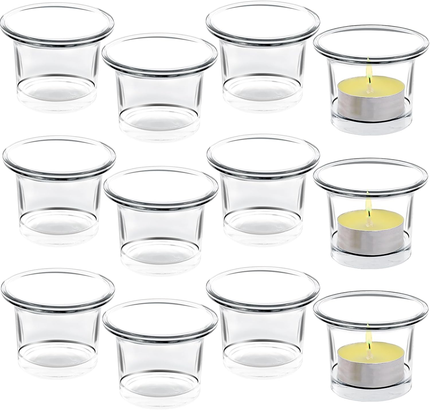 Glass Votive Candle Holders,Tealight Candle Holder for Wedding Holiday Birthday Party Dinner & Home Decor,Set of 12