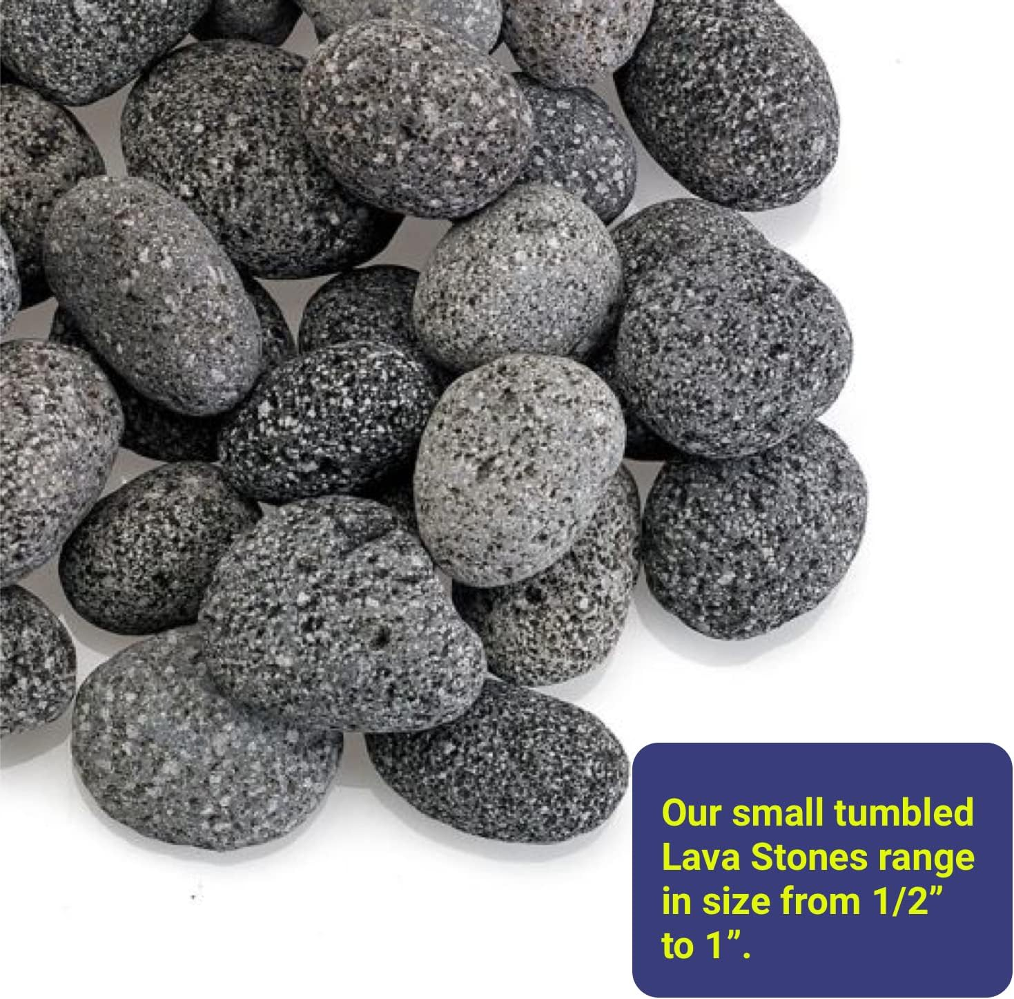Small Gray and Black Tumbled Lava Stones for Fire Pit, 20 lbs