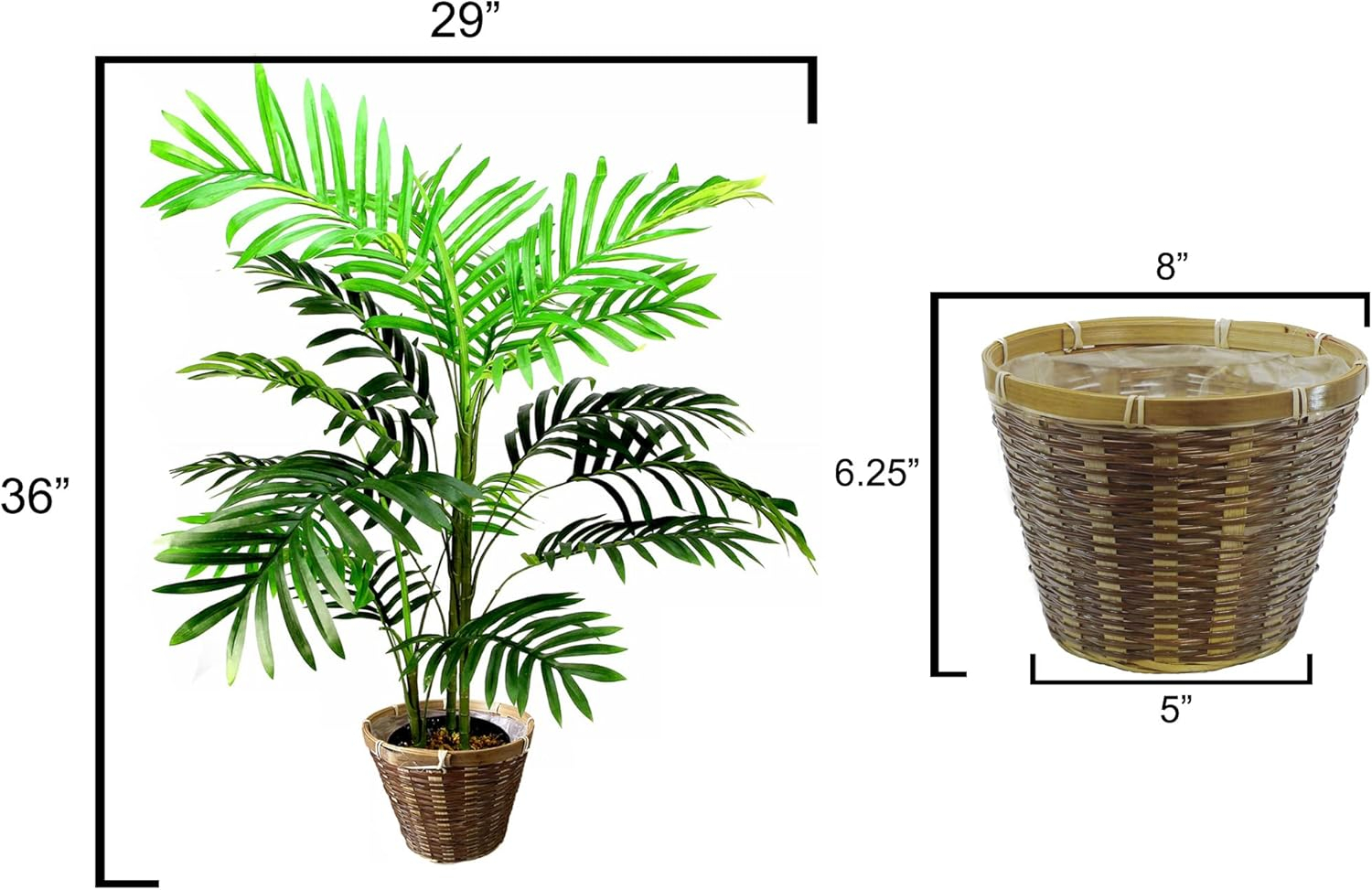 Admired by Nature  Admired By Nature  Artificial Paradise Palm Tree Plant in Woven Basket, 3'L, Green
