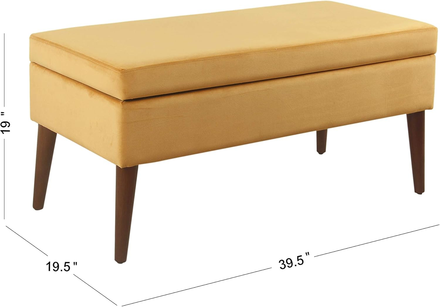 HomePop Home Decor | Upholstered Decorative Storage Ottoman Bench | Ottoman Bench with Storage for Living Room & Bedroom | Decorative Home Furniture, Yellow Velvet