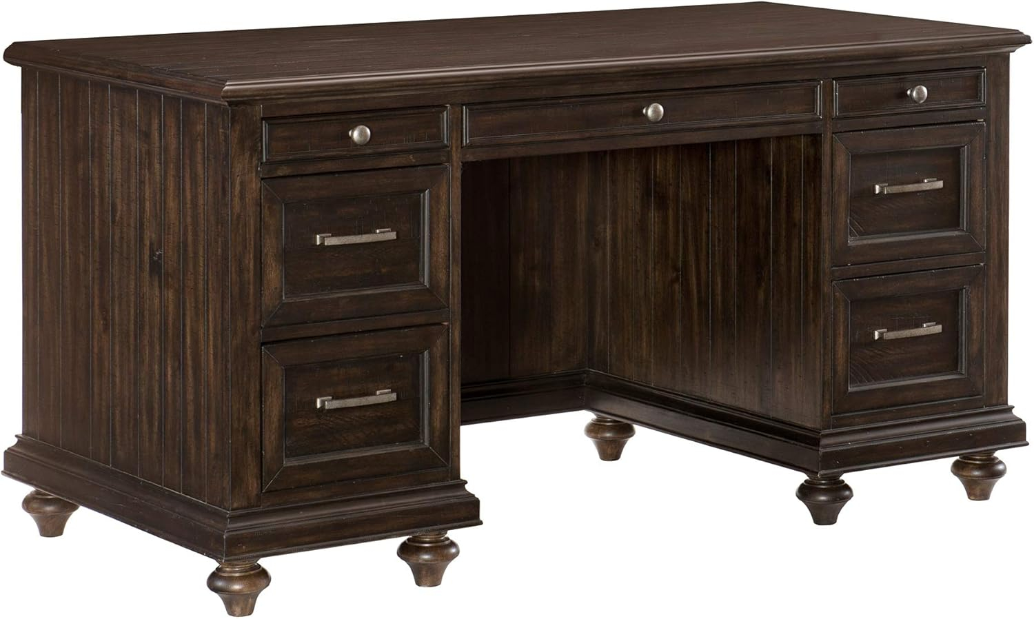 Traditional Brown Executive Desk with 7 Drawers