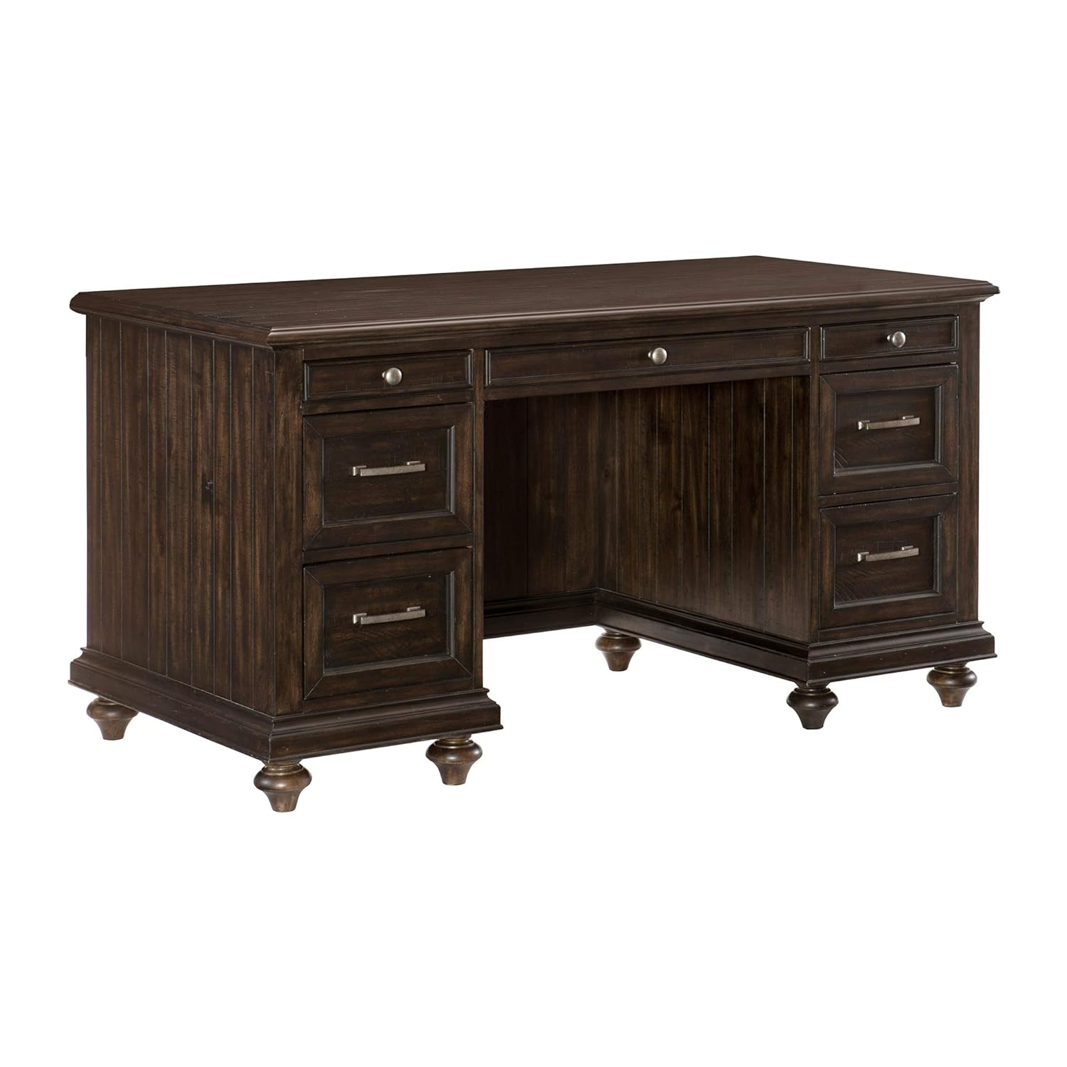 Traditional Brown Executive Desk with 7 Drawers