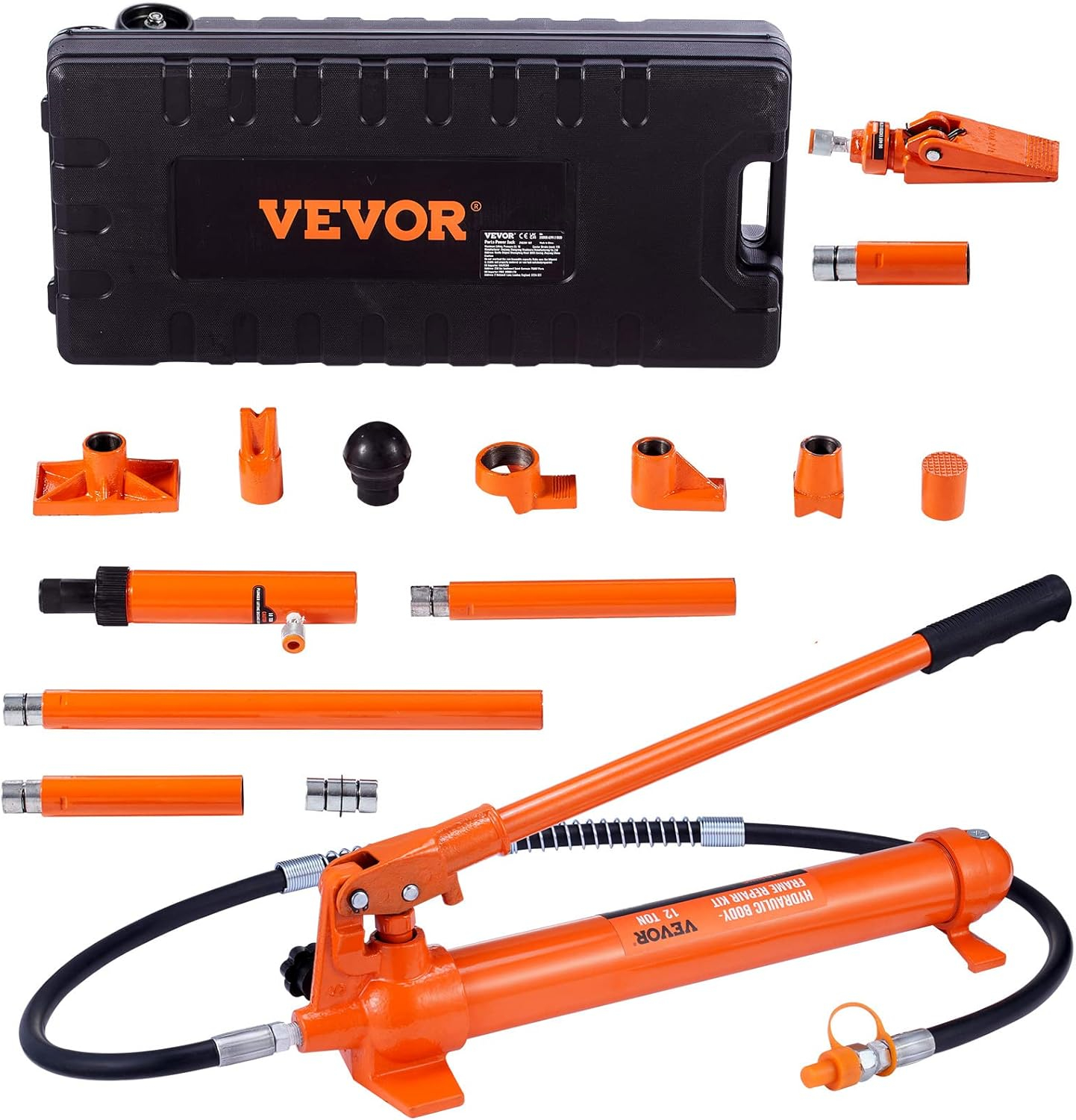 12 Ton Porta Power Hydraulic Jack Kit 26455 Lbs. Load Body Repair Tool with 4.6 ft. Oil Hose Carry Case for Automotive