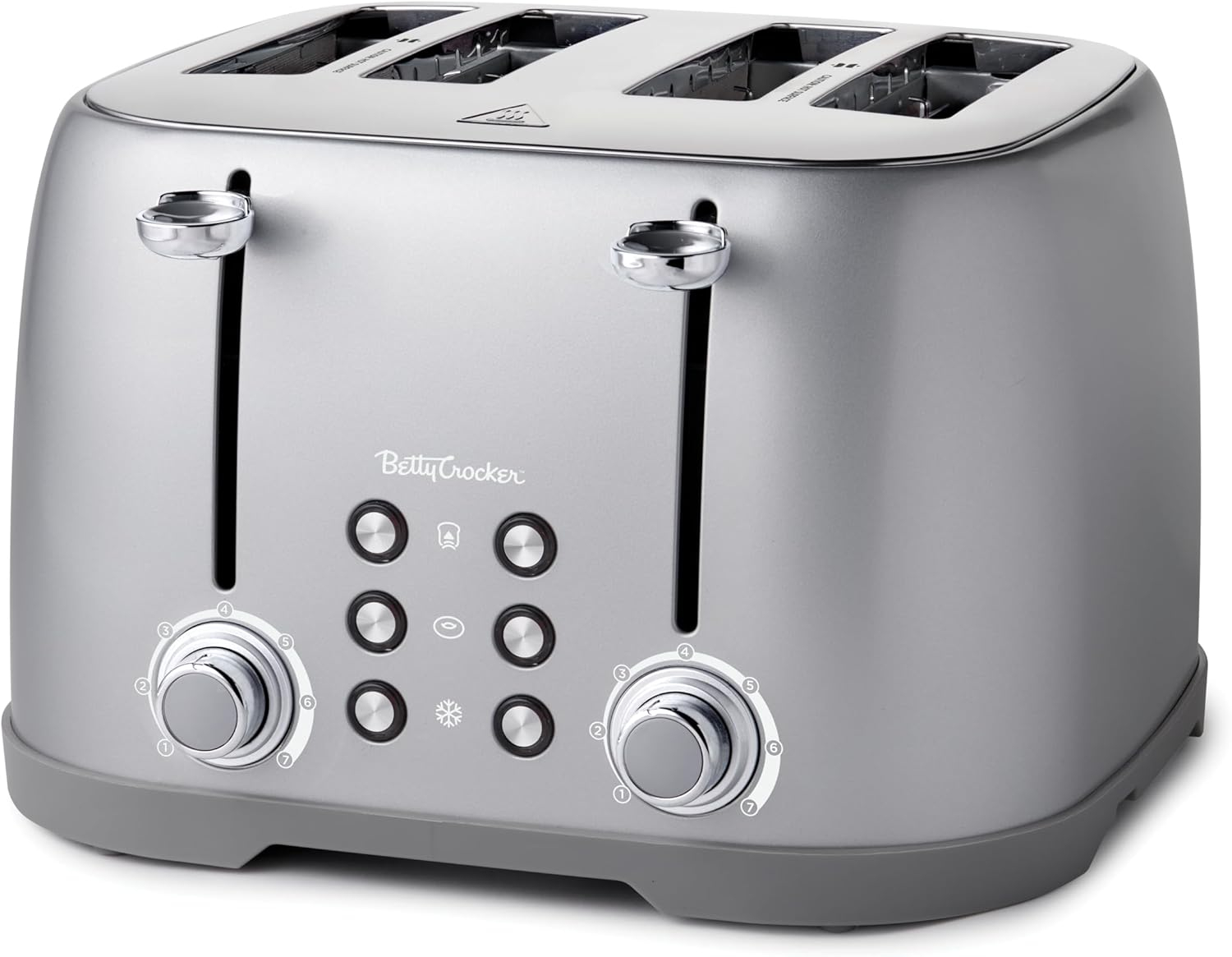Betty Crocker 4-Slice Toaster, Silver with Extra Wide Slots