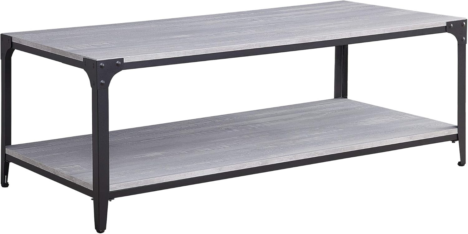BELLEZE Modern Wood Board Living Room Coffee Table - Mclain (Stone Grey)