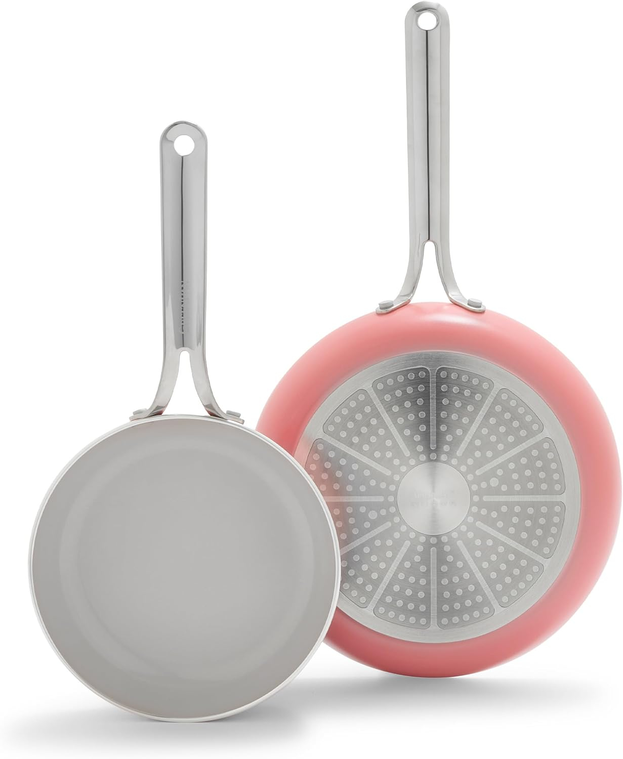 Coral Ceramic Nonstick Frying Pan Set with Stainless Steel Handles