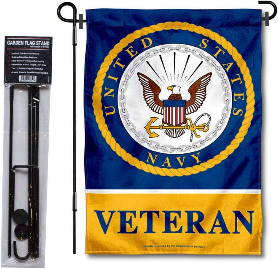 12 x 18 in. US Navy Garden Style 2 Sided Veteran Design Flag