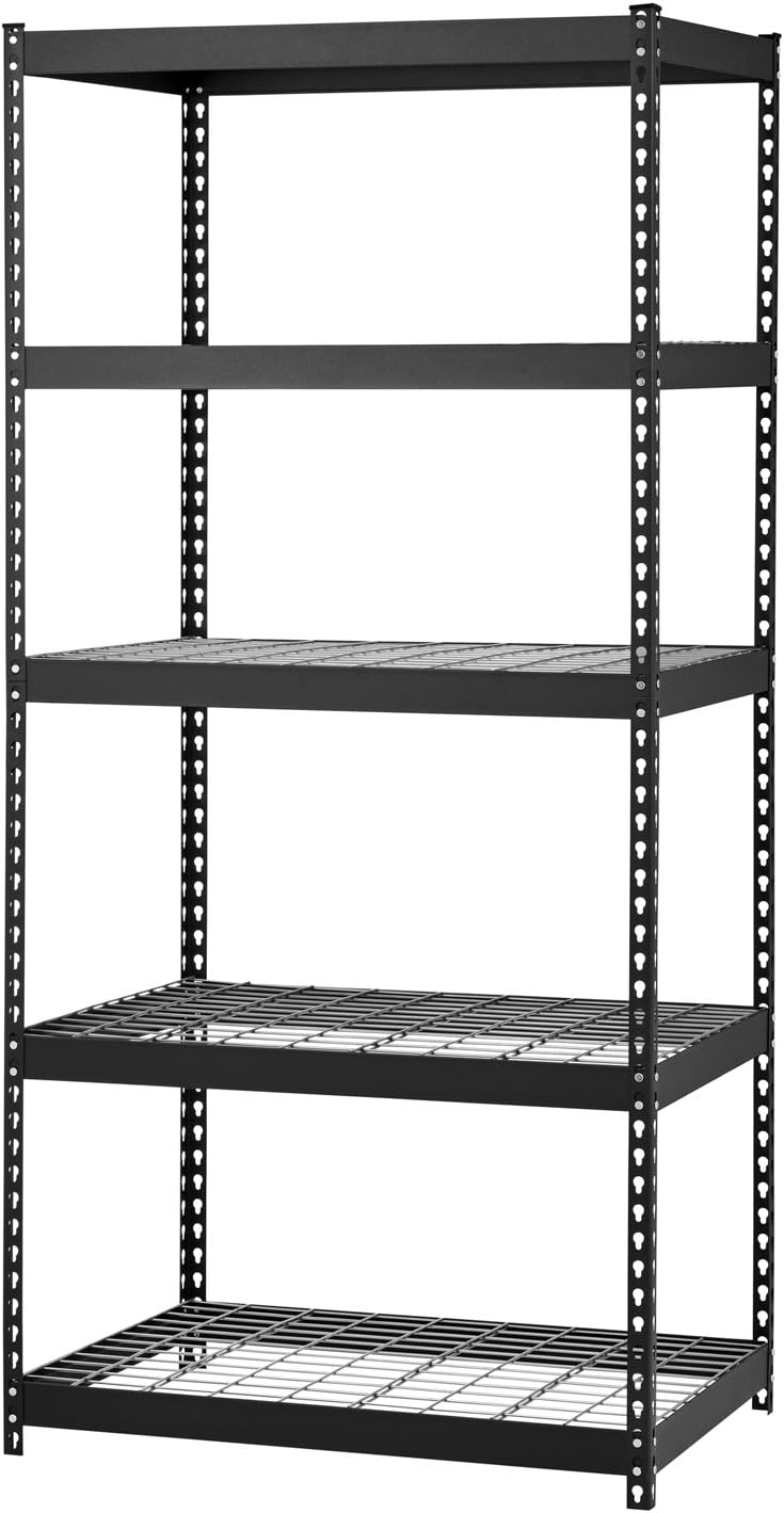 Black Steel 72" Adjustable Shelving Unit with 5 Tiers