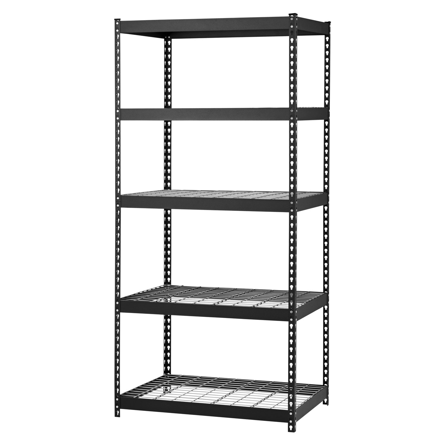 Black Steel 72" Adjustable Shelving Unit with 5 Tiers
