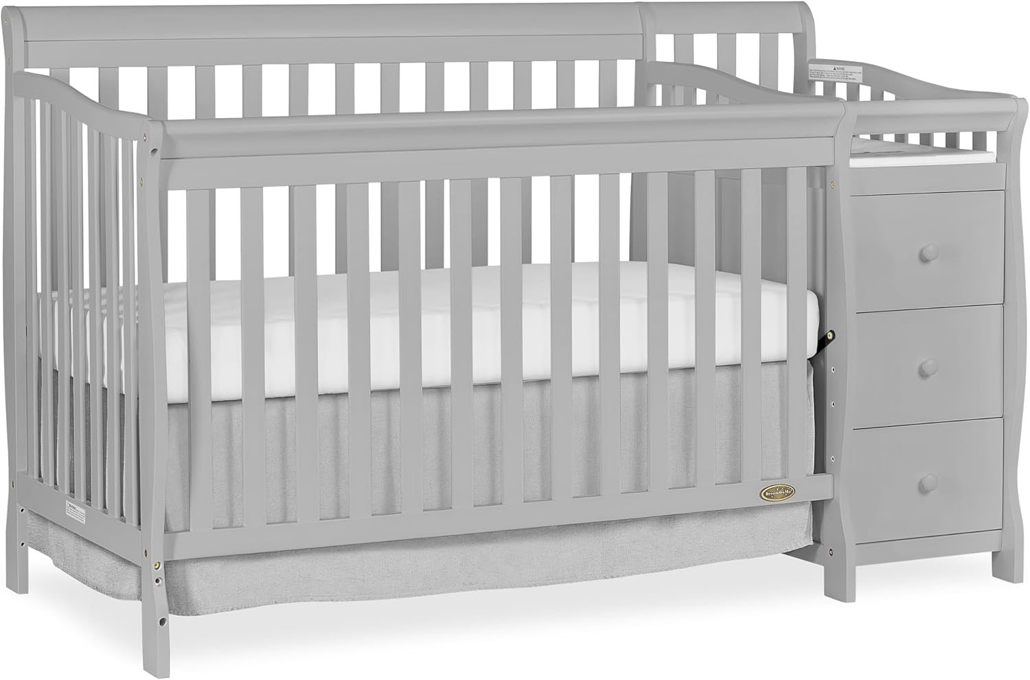 Pebble Grey Pine 5-in-1 Convertible Crib with Changer