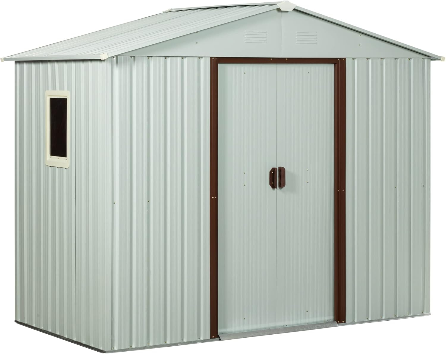 8 x 4 FT Outdoor Storage Shed, Metal Garden Shed with with Updated Frame Structure, Tool Sheds for Backyard Garden Patio Lawn White