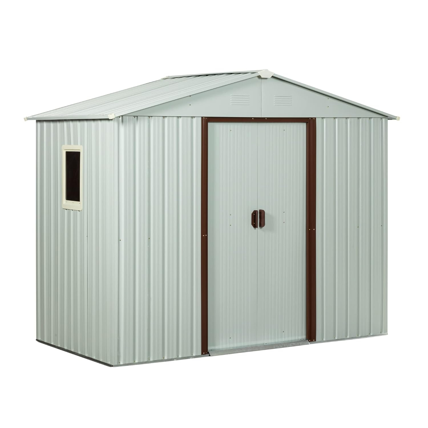 8 x 4 FT Outdoor Storage Shed, Metal Garden Shed with with Updated Frame Structure, Tool Sheds for Backyard Garden Patio Lawn White