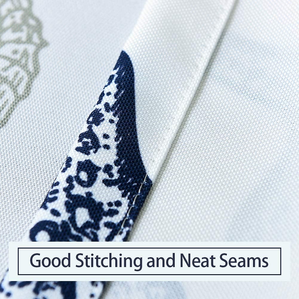 Tier Curtains for Kitchen Windows Starfish café Curtains, 1 Pair 27" x 36" Multi-Color Seashell Conch Printed Half Window Curtain Set for Bathroom Rod Pocket, Blue
