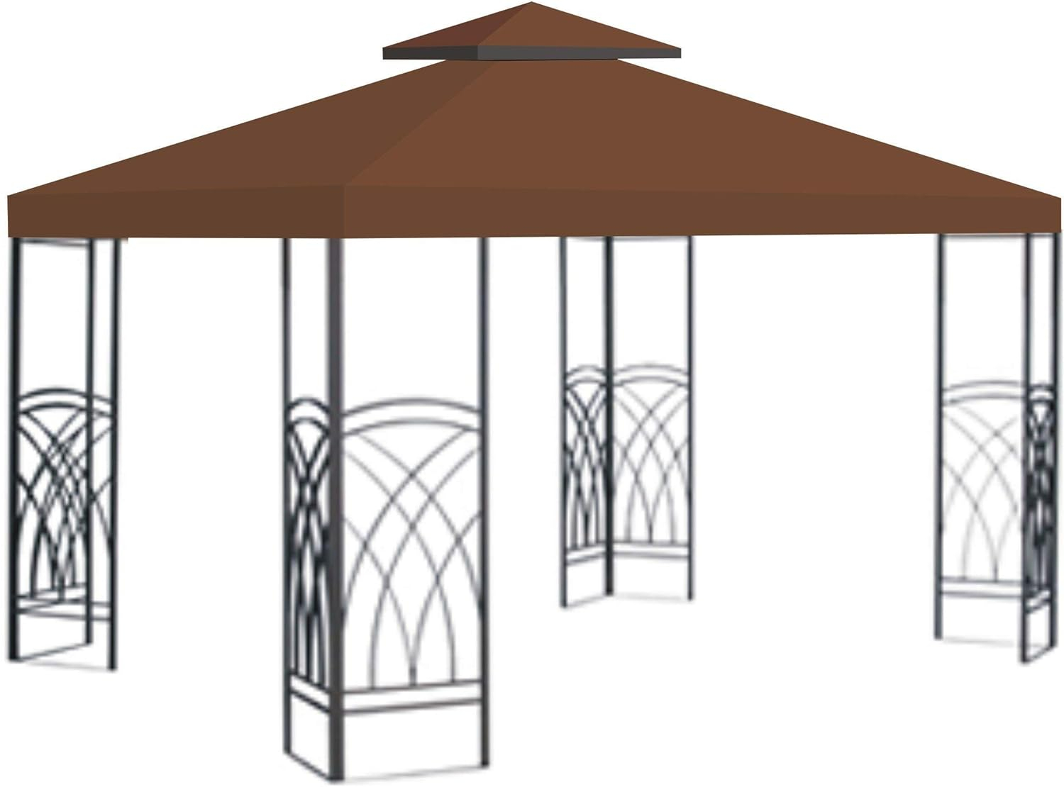 BenefitUSA Brown Double Tier Replacement 10'X10'Gazebo Canopy top Patio Pavilion Cover Sunshade plyester