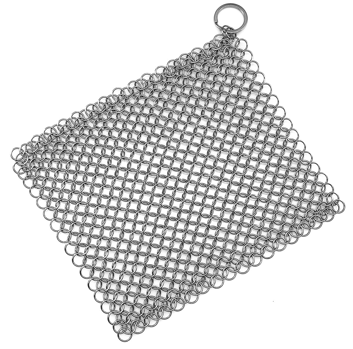 Cast Iron Scrubber 316 Stainless Steel Skillet Cleaner 8"x6" Chainmail Scrubber Scraper Chain Mail Link Scrub for Cast Iron Pre-Seasoned Pans, Griddles, BBQ Grills, and Pot Cookware Cleaning