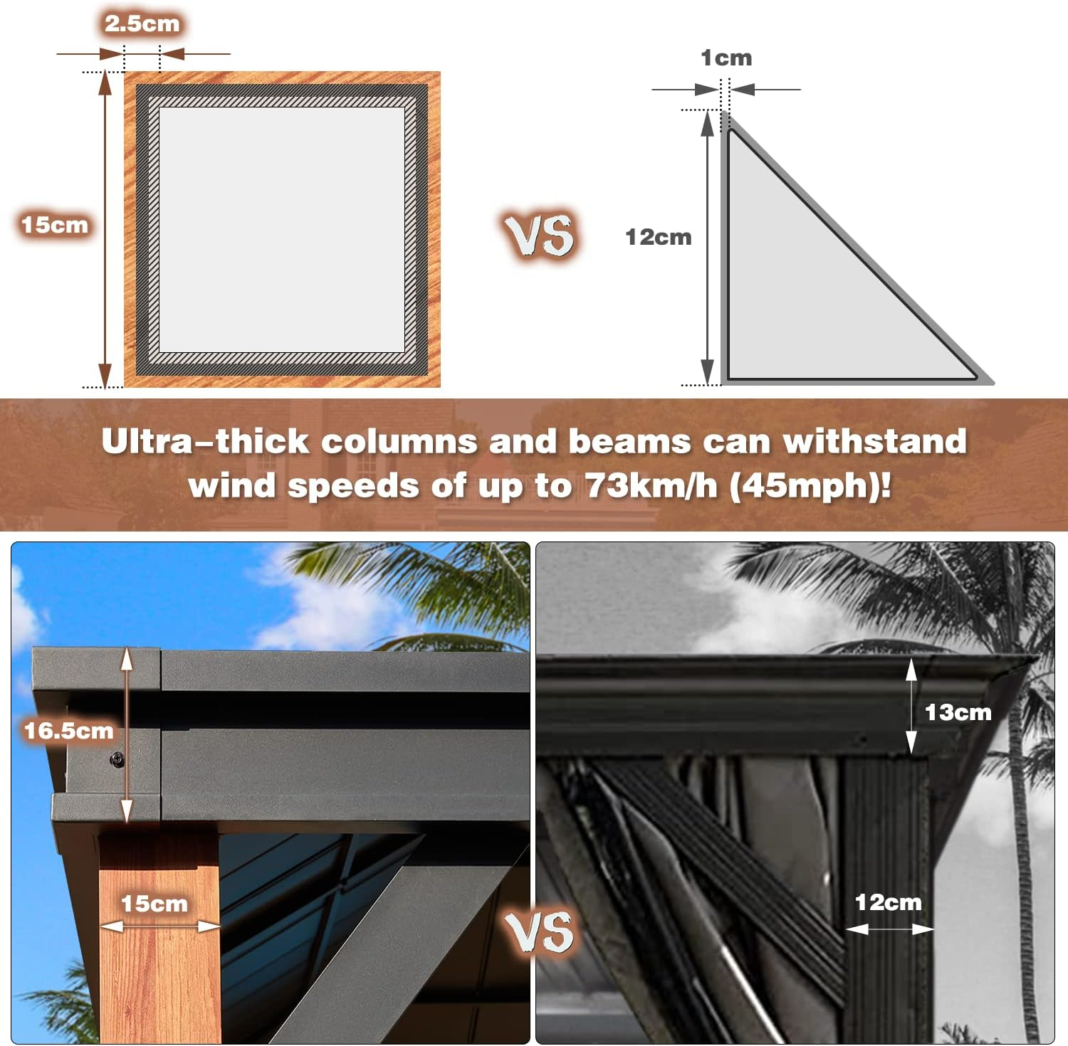 YOLENY 12'x16' Hardtop Gazebo with Galvanized Steel Double Roof, Pergolas Aluminum Frame, Netting and Curtains Included, Metal Outdoor Gazebos for Garden, Patios, Lawns, Parties