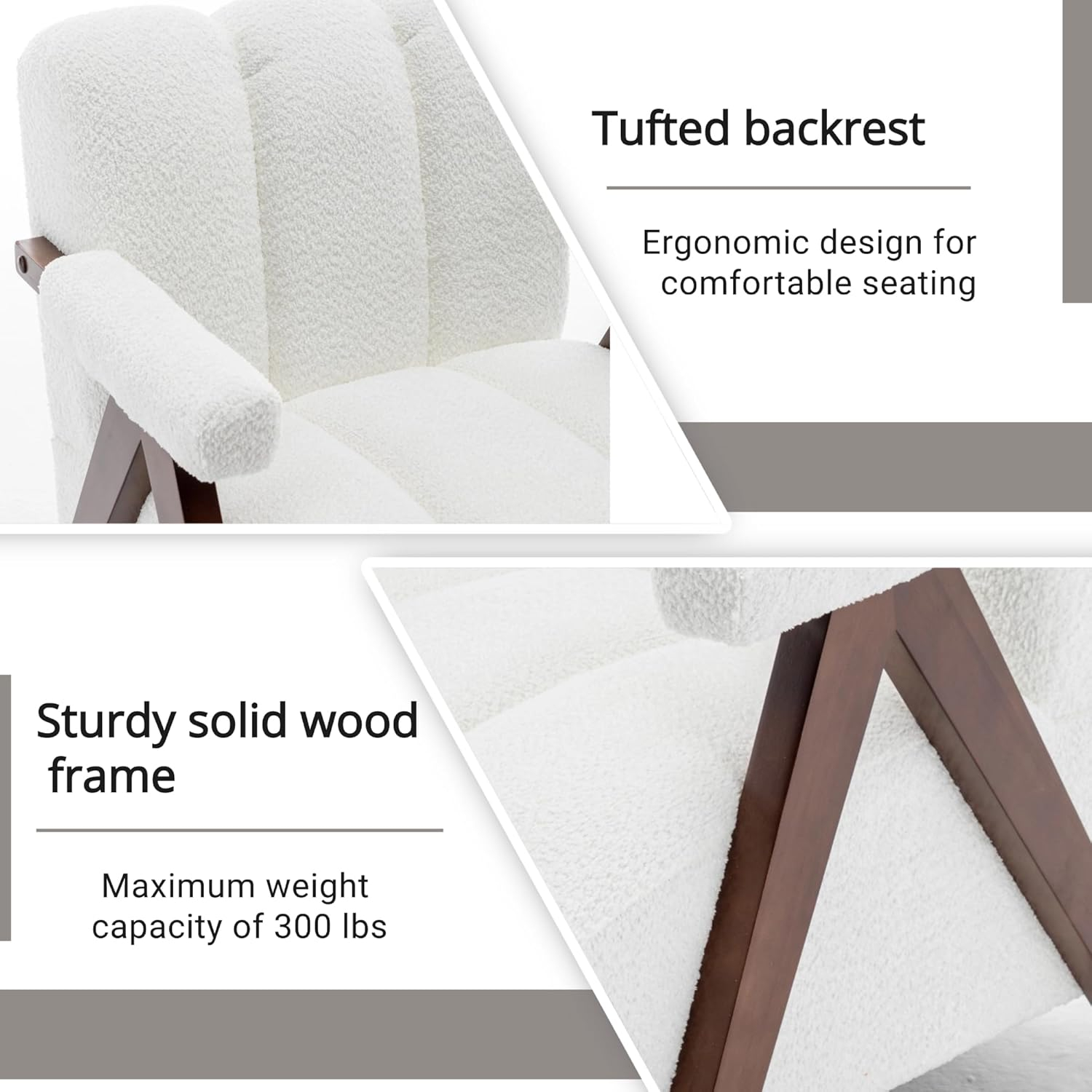 White Velvet Barrel Accent Chair with Wooden Legs