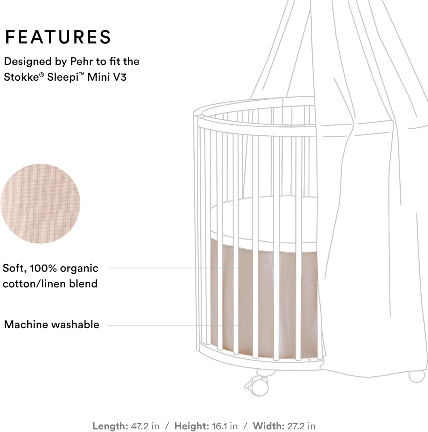 Blush Organic Cotton Linen Mini Bed Skirt