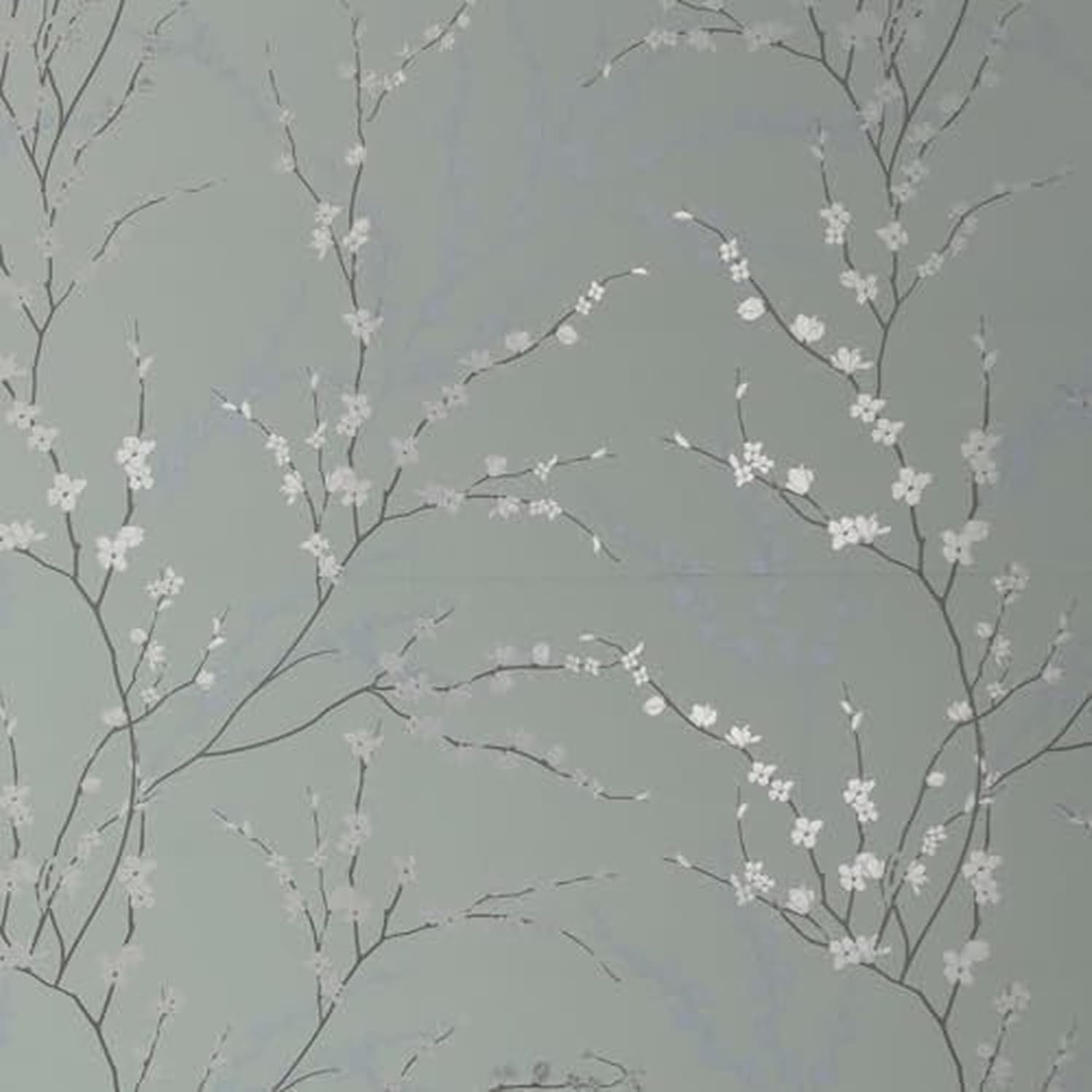 Main Street 8-Pack 16" x 24" Wallpaper Panels. Sage Green Floral Peel and Stick Wallpaper Sheets in West Coast Branch Print. Renter-Friendly Wallpaper for Home