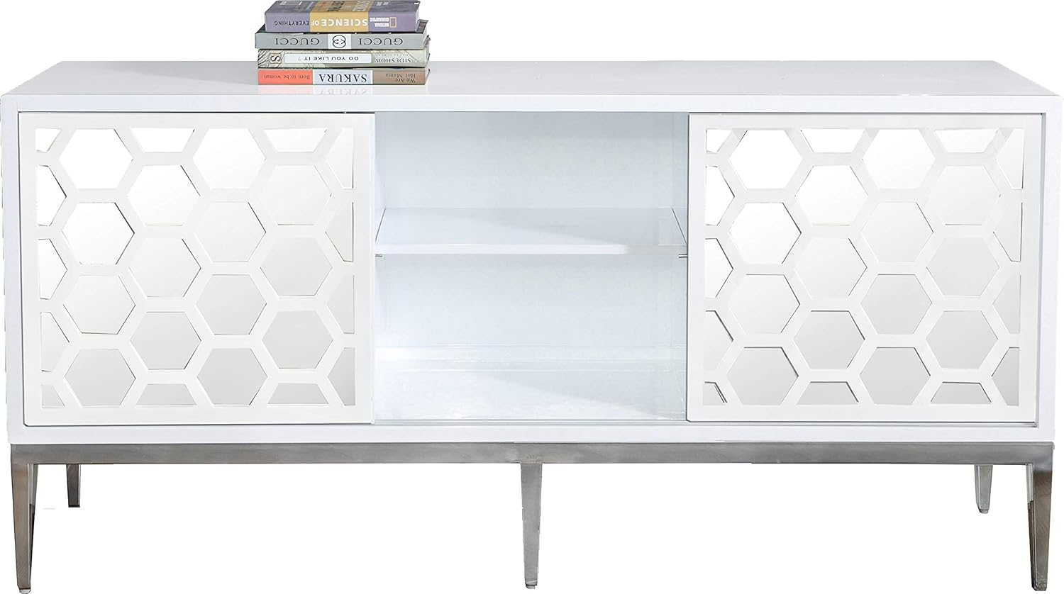Meridian Furniture Zoey Aparador Buffet de Madera en Laca Blanca