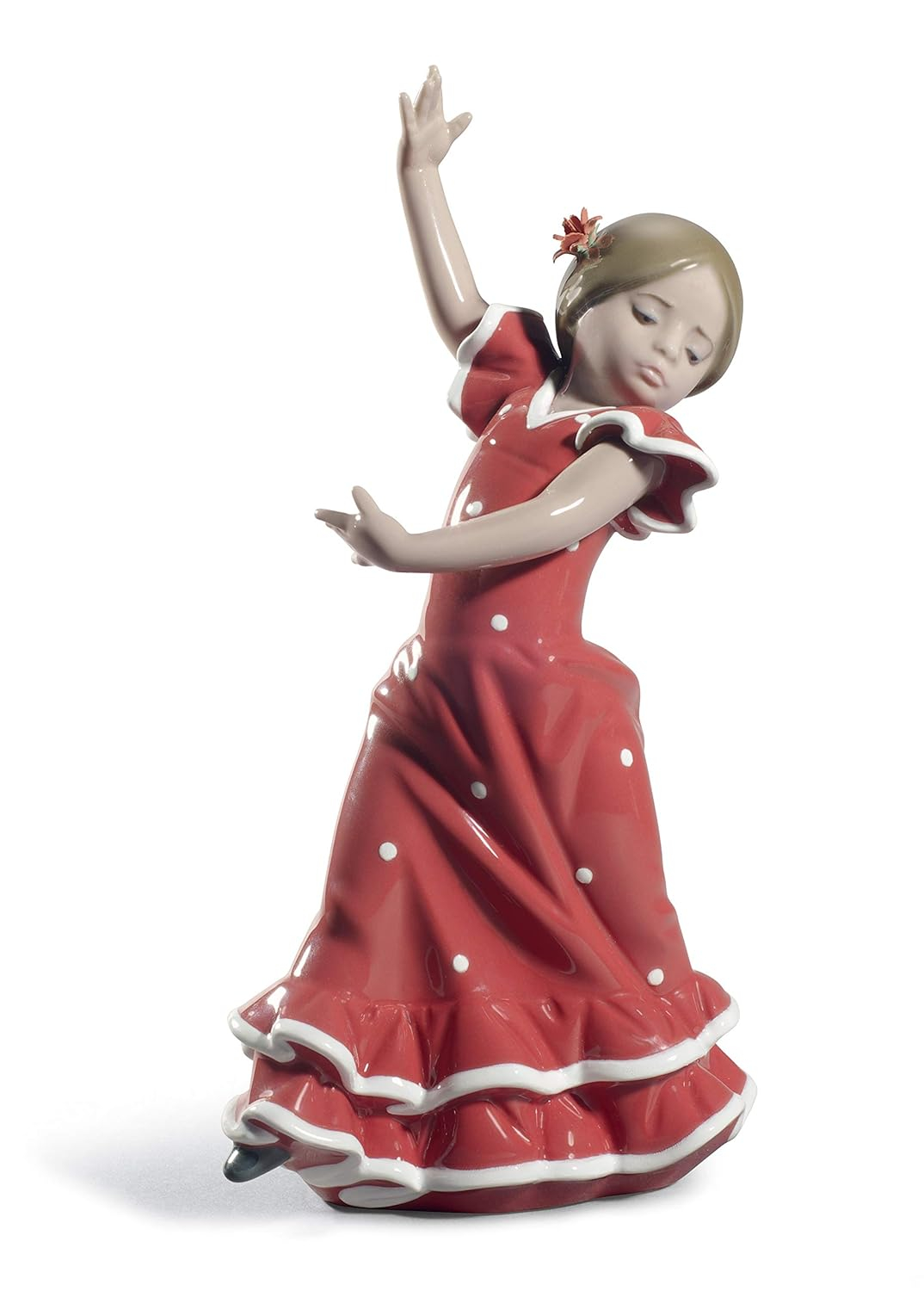 LLADRÓ Ballaorita Figurine with Arms Up! Red Porcelain Flamingo Figure