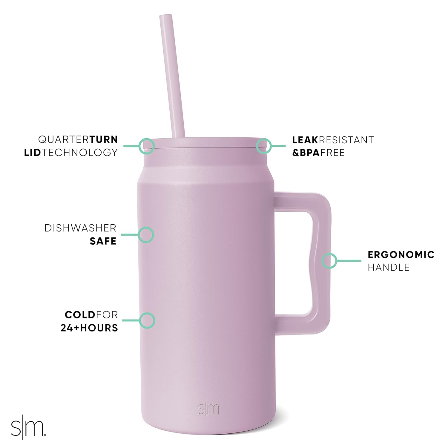 Simple Modern 50 fl oz Insulated Stainless Steel Trek Tumbler with Straw Lid | Lavender Mist