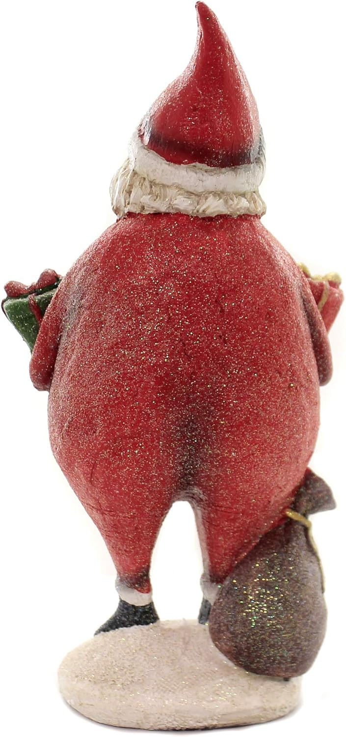 K&K Interiors 51833F 12.5 Inch Santa Holding Gift & Bag, Red