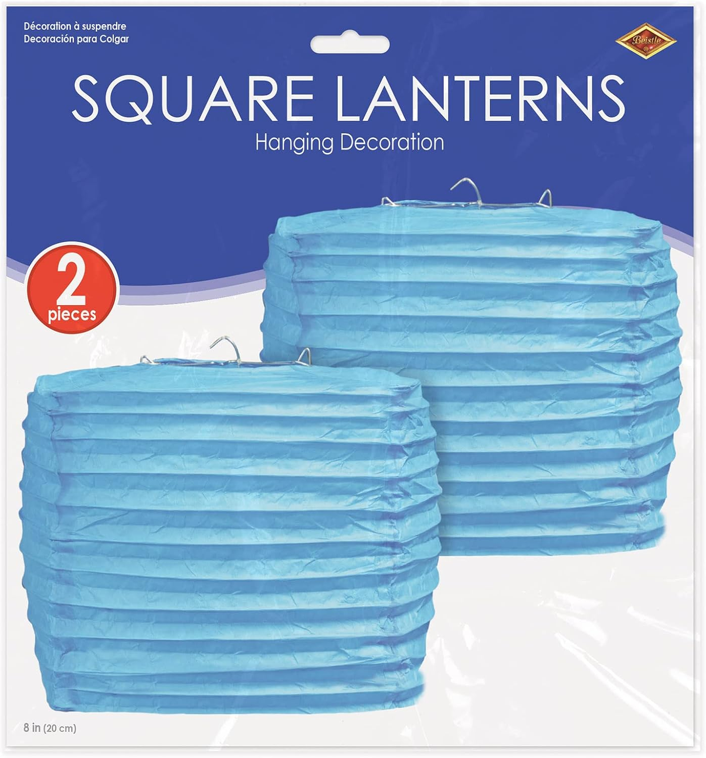 Turquoise Square Paper Lanterns with Metal Supports