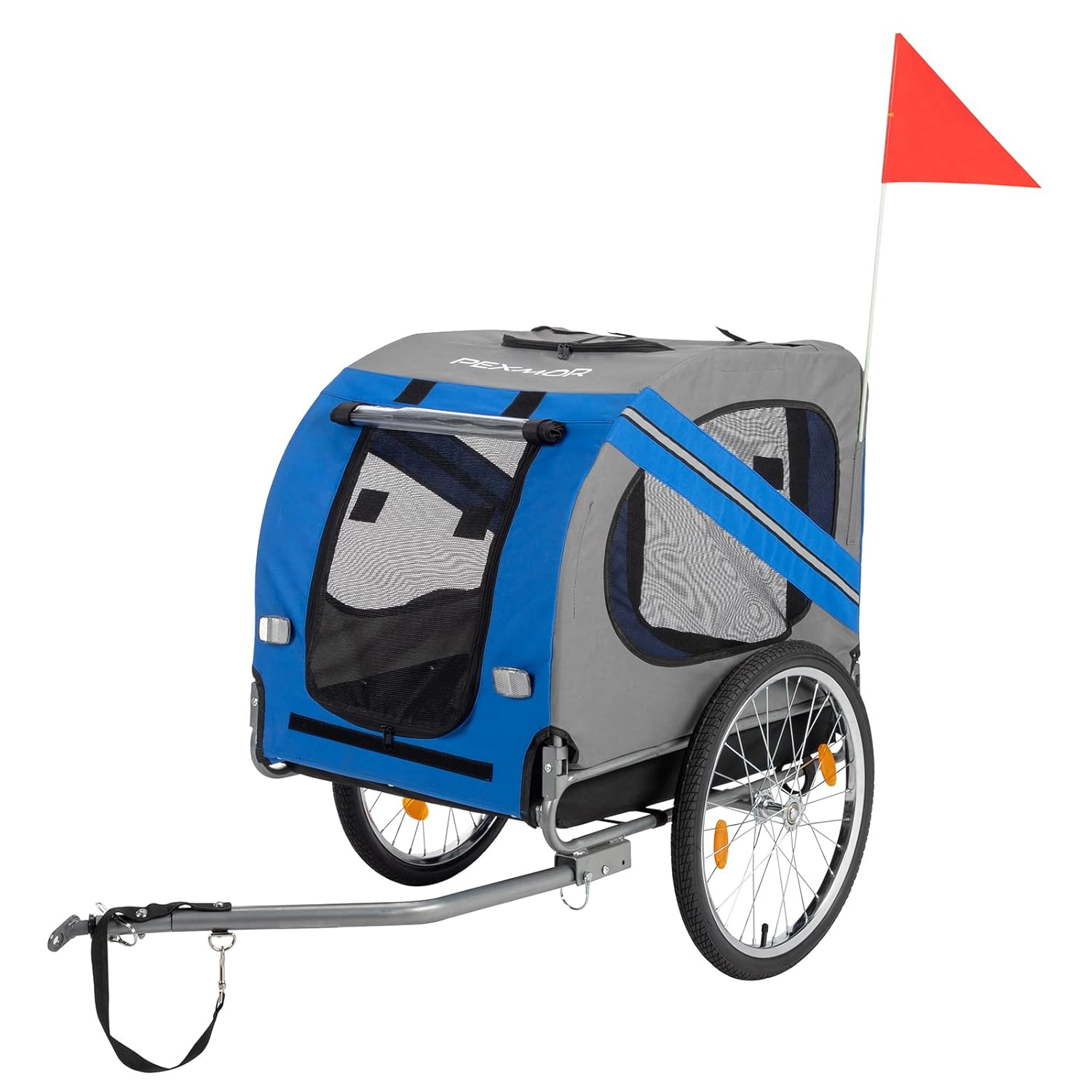 PEXMOR Dog Bike Trailer,Dog Trailer Pet Cart for Bicycle w/Universal Hitch & Quick Release 20" Wheels, Folding Bike Wagon Cargo Carrier for Dog Large Capacity w/3 Entrances & Safety Reflectors Flag