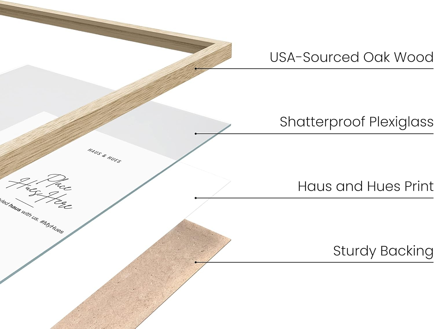 Natural Oak Wood Wall Mounted Picture Frame Set