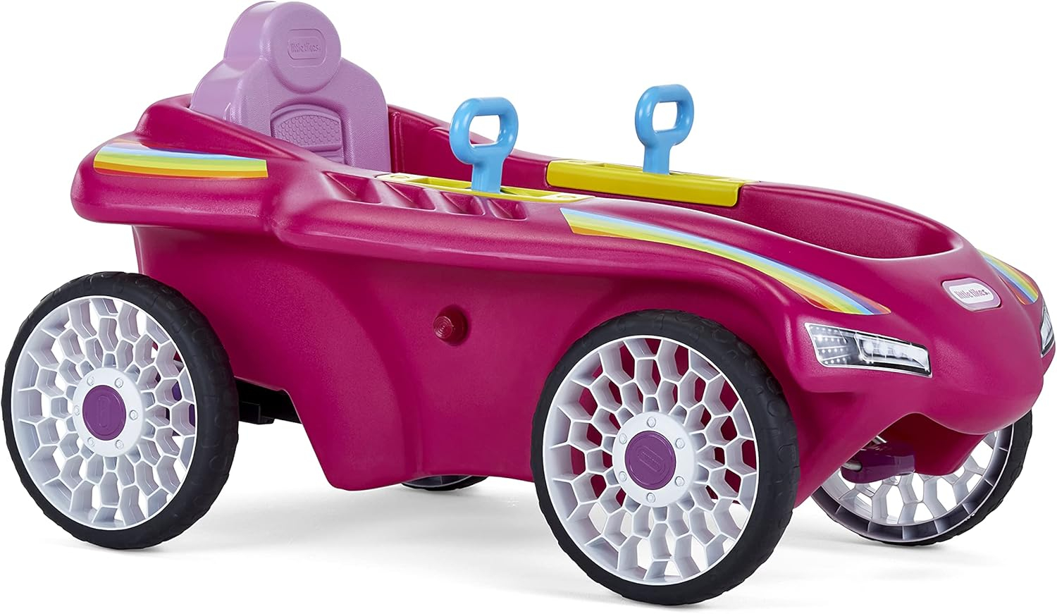Little Tikes Jett Car Racer Ride On Pedal Car, Pink, Adjustable Seat Back, Dual Handle Rear Wheel Steering, Kids Boys Girls Ages 3 to 7